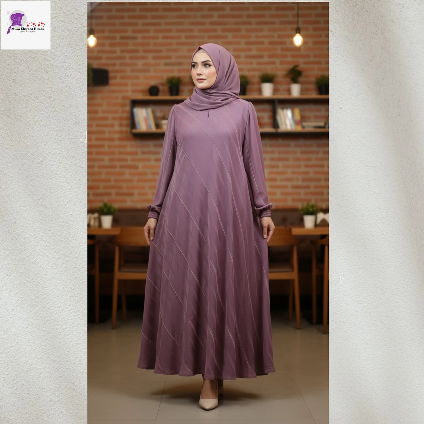Dusty Mauve Flared Abaya