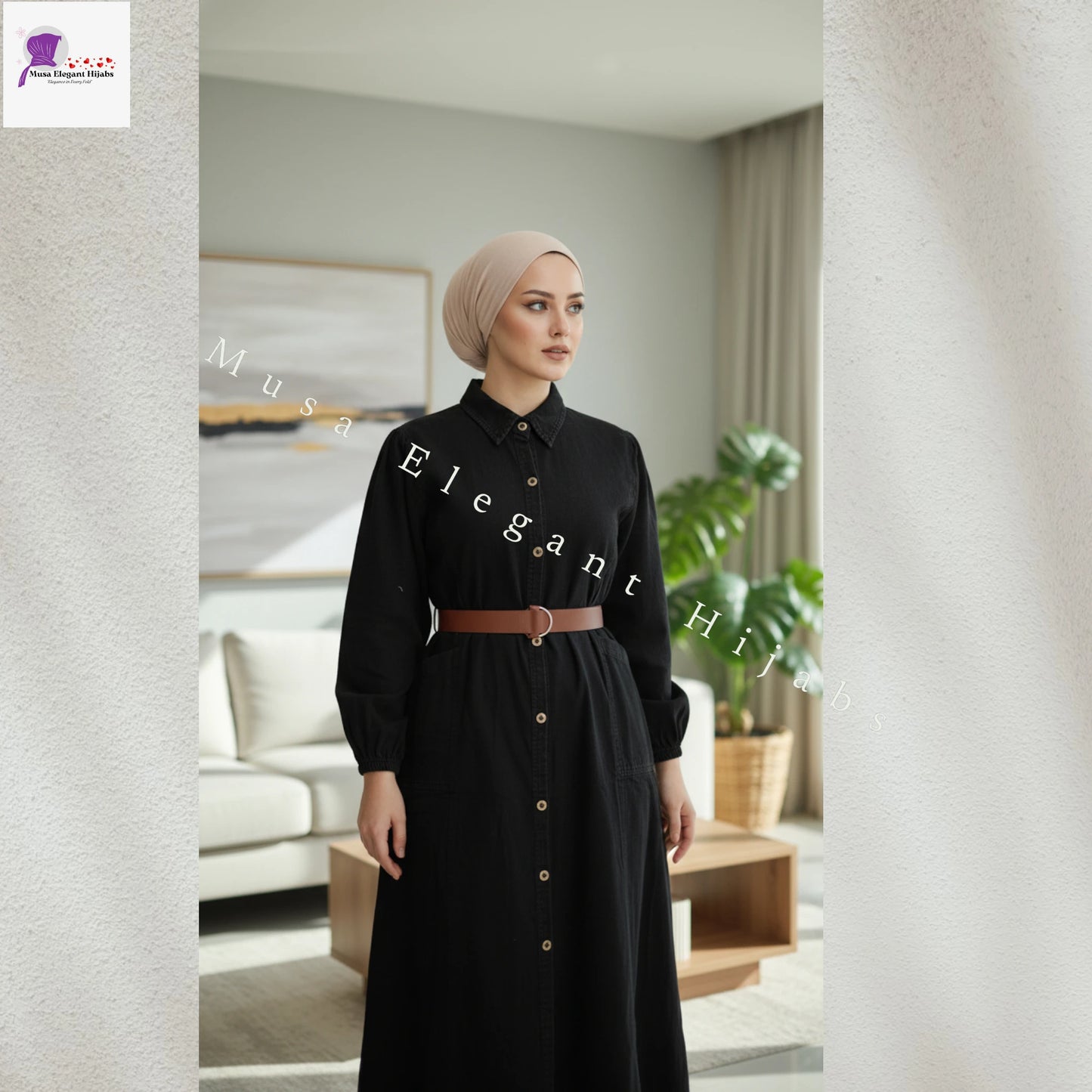 Black Denim Abayas