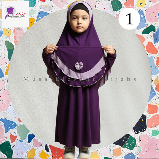 Little Noor Bow Hijabs - Purple