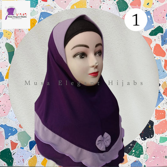 Little Noor Bow Hijabs - Purple