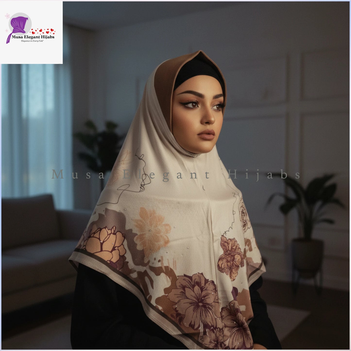 Lightbrown AlFaro Printed Hijabs