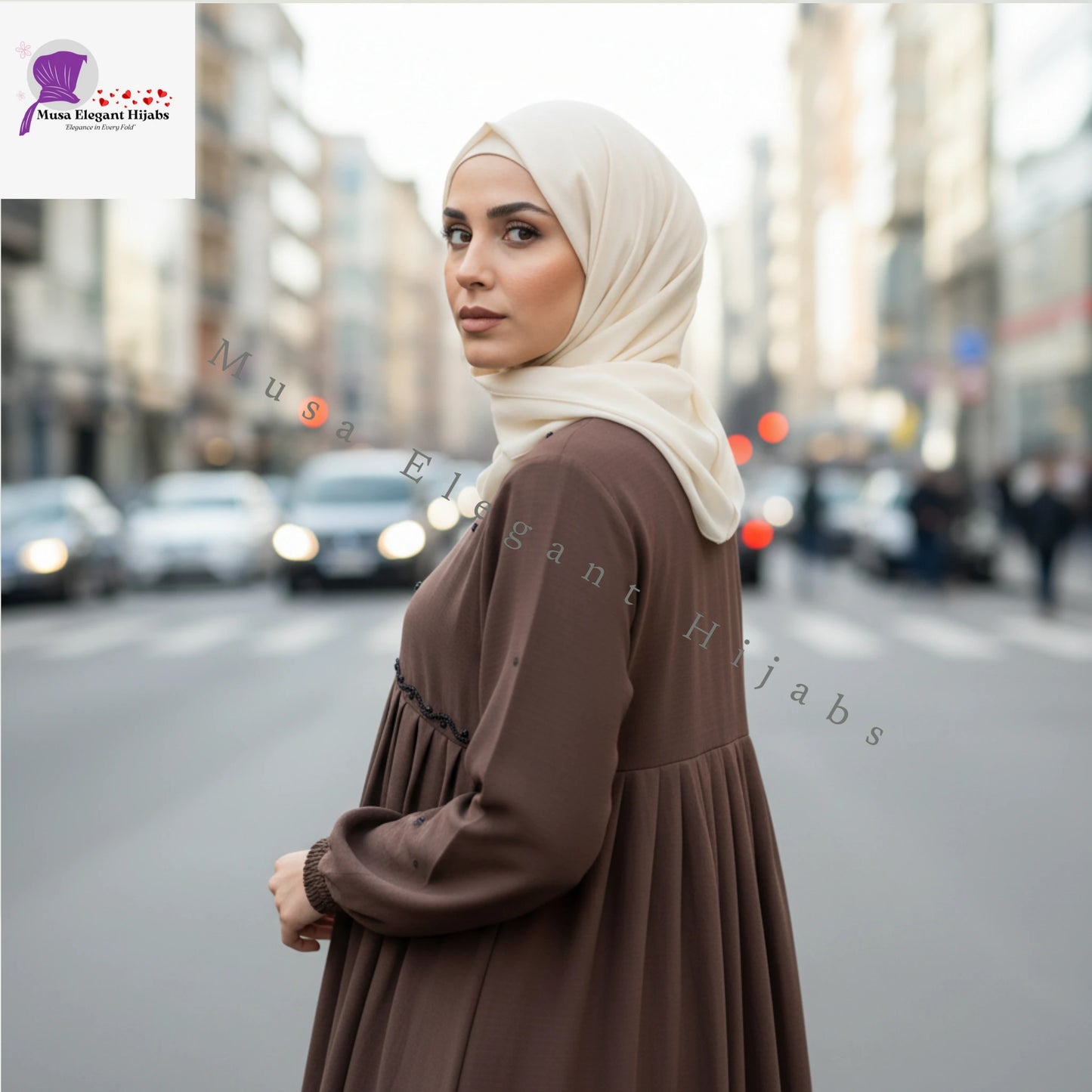 Amirah Pleated Abaya - Cocoa Mocha