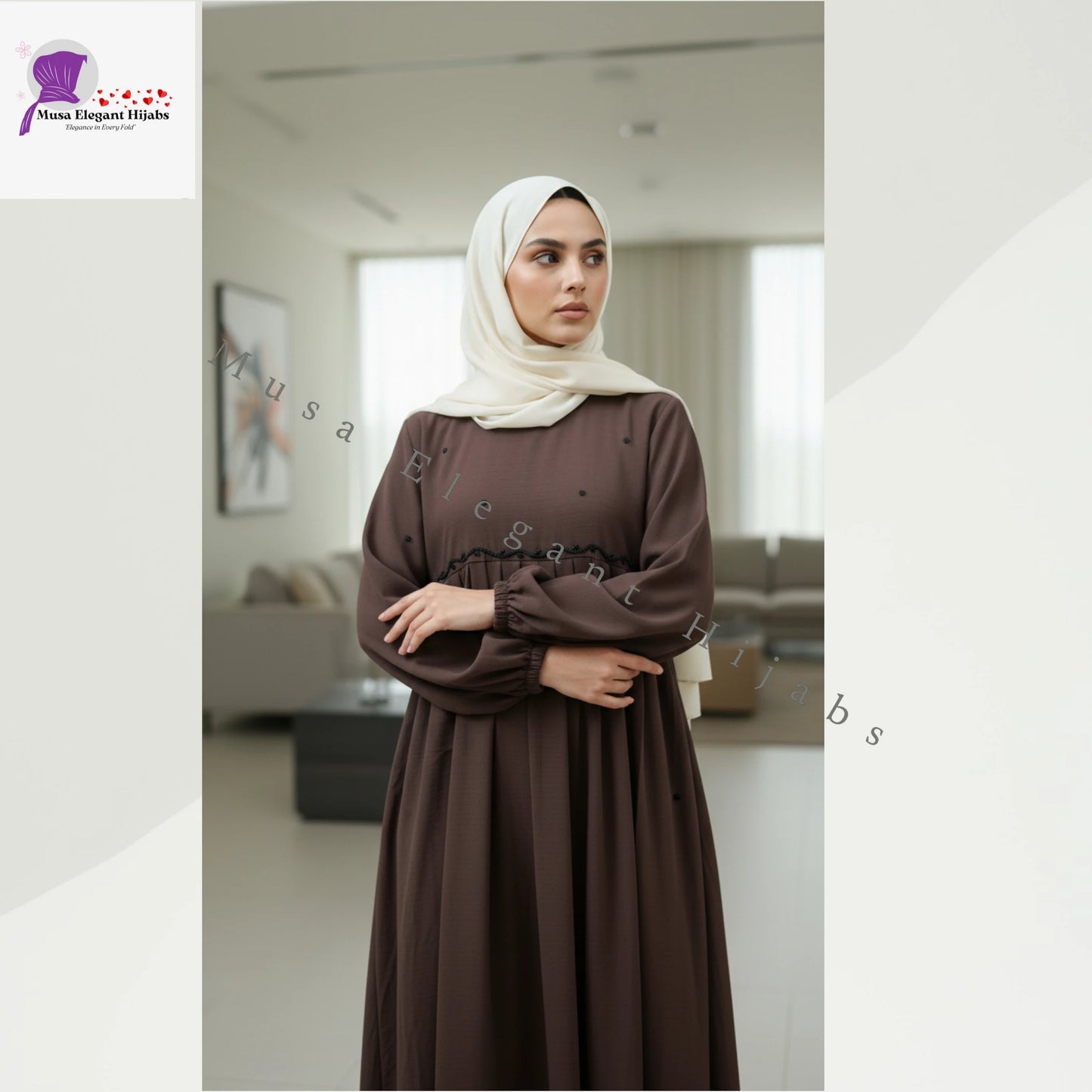 Amirah Pleated Abaya - Cocoa Mocha
