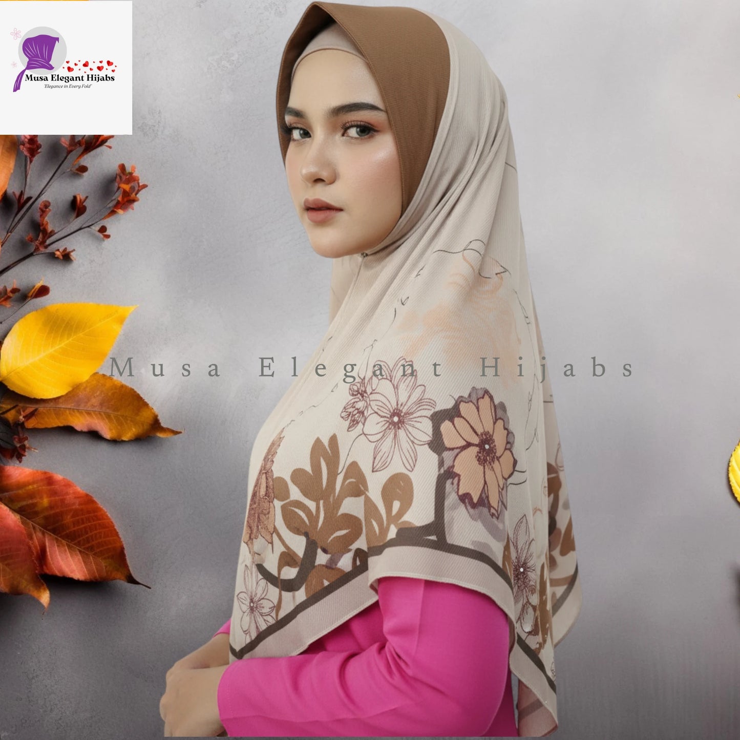 Lightbrown AlFaro Printed Hijabs