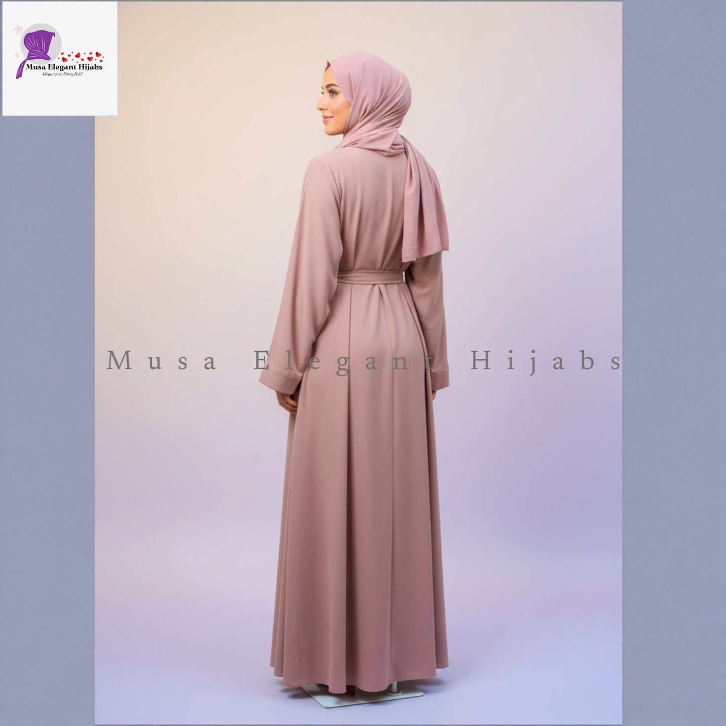 Pleated Kaftan Abaya- Pink
